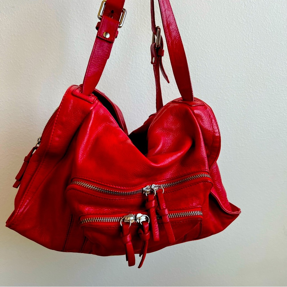 Minelli Paris Vitamine Medium Red Leather Bag